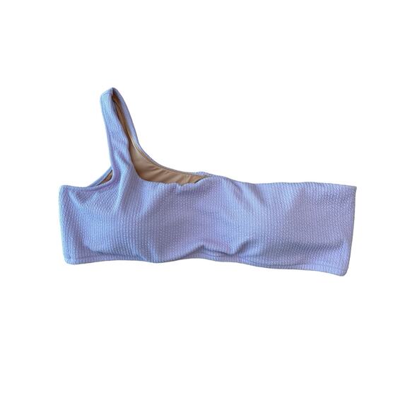 J.Crew Ribbed Textured One-Shoulder Swim Bikini Top Bathing Suit Lavender Sz 3X - Picture 4 of 10